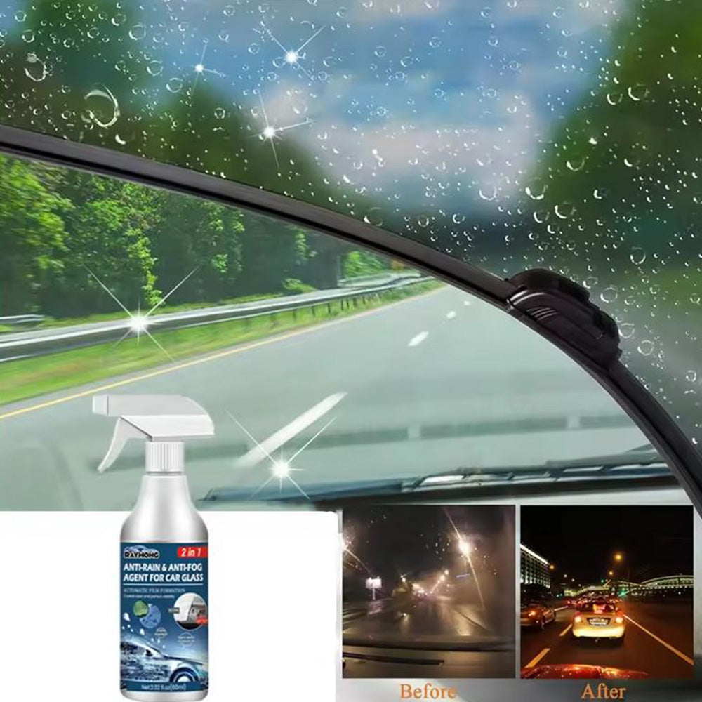 Spray antiaburire pentru parbriz, geamuri laterale și lunetă,  2 în 1, agent anti-ploaie și anti-aburire pentru geamuri auto